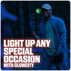 GlowCity leather LED baseball in action during backyard game