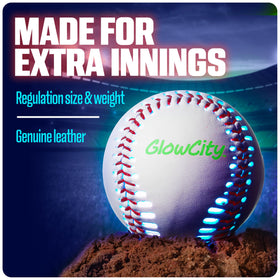 GlowCity LED baseball with durable leather for outdoor use