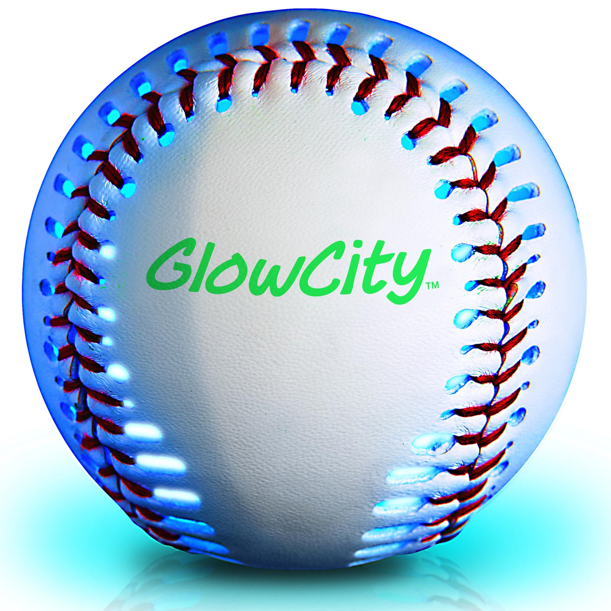 GlowCity Premium Leather LED Baseball glowing for nighttime play