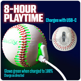 GlowCity Premium Leather LED Baseball lit for night catching