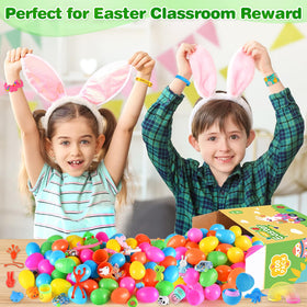 Gloween filled Easter eggs with diverse toys inside for play