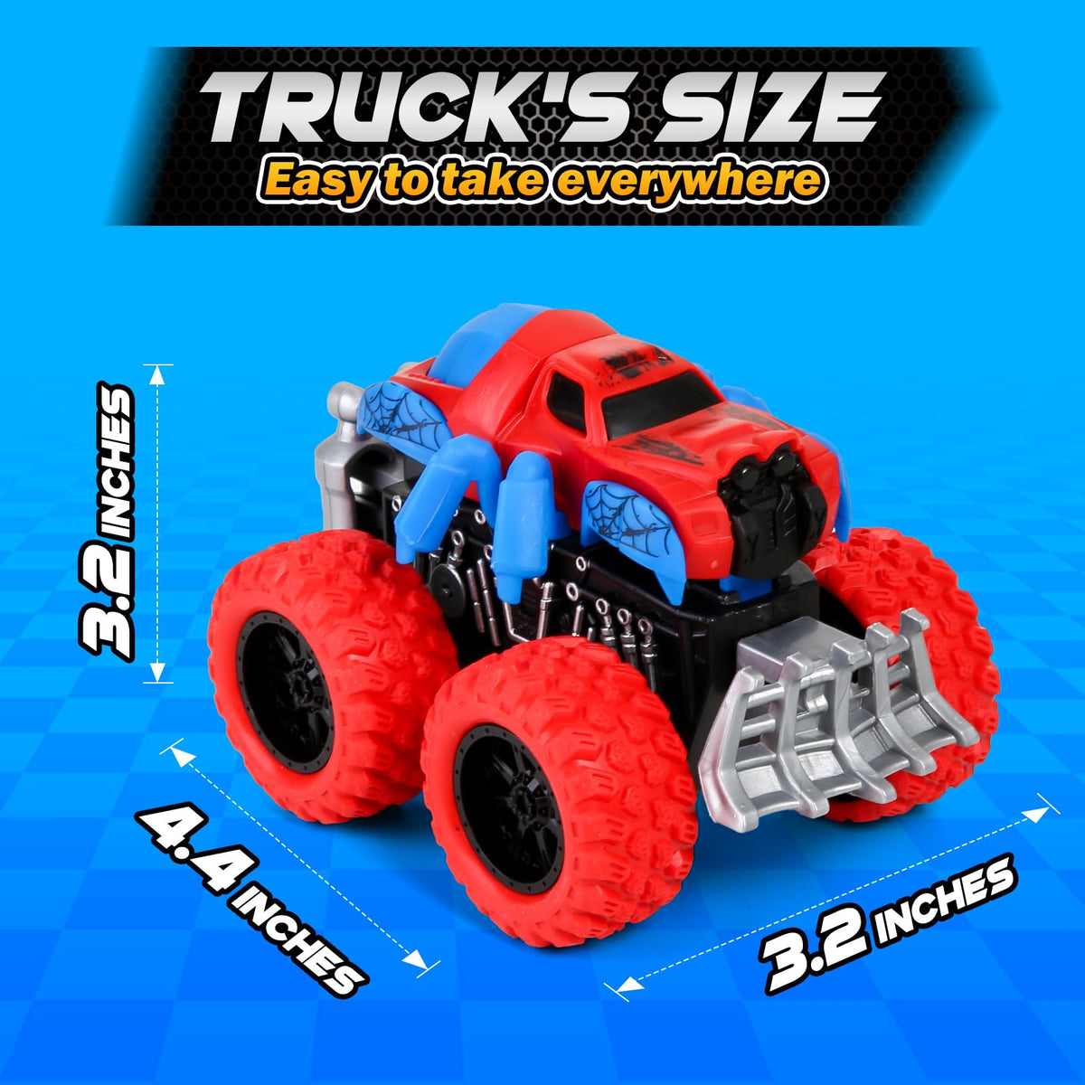 Gloween Monster Trucks durable plastic body supports rough play and longevity.
