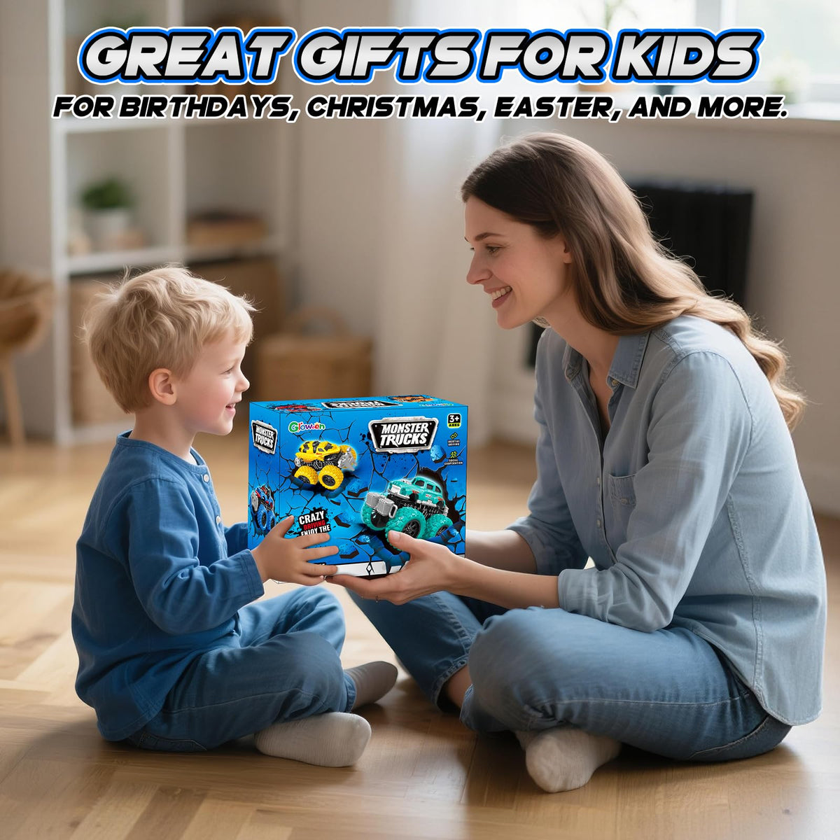 Gloween Monster Trucks gift box packaging makes a great holiday surprise.