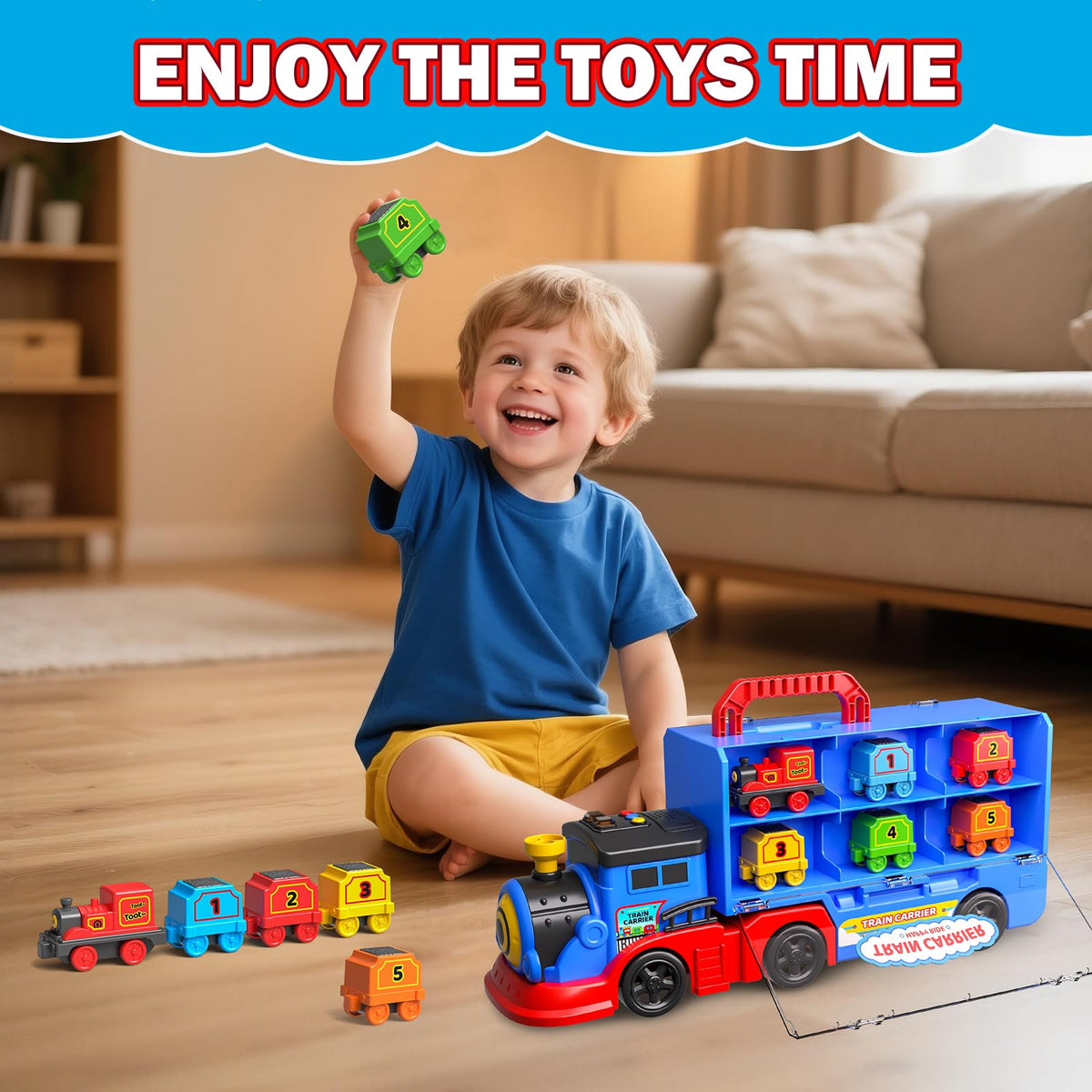 Gloween Train Set Truck train fleet can be assembled for imaginative rail adventures.