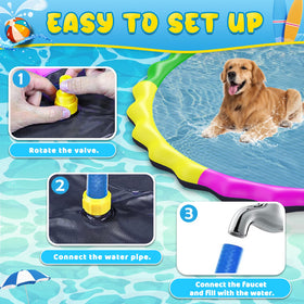 Glowpoint 130-inch splash pad hose connection enables adjustable spray height.