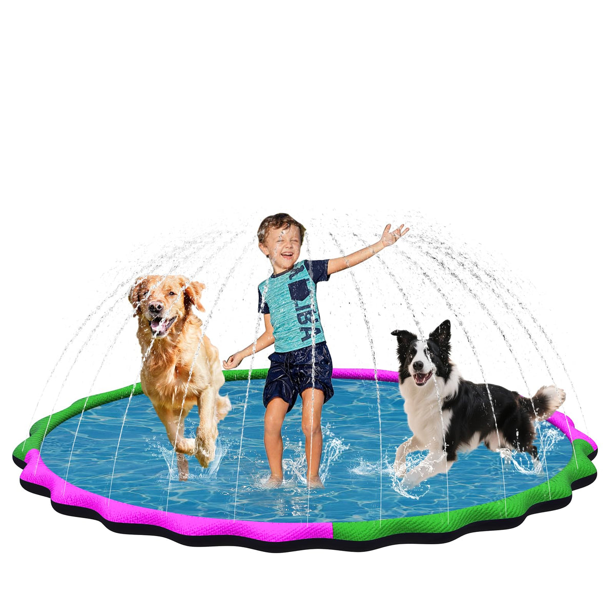 Glowpoint 67-inch splash pad offering a spacious play area for kids and pets.