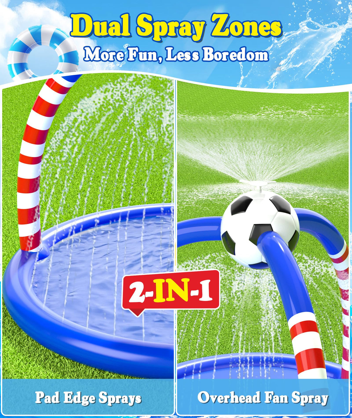 Glowpoint Splash Pad edge hose ground sprays for gentle cooling.