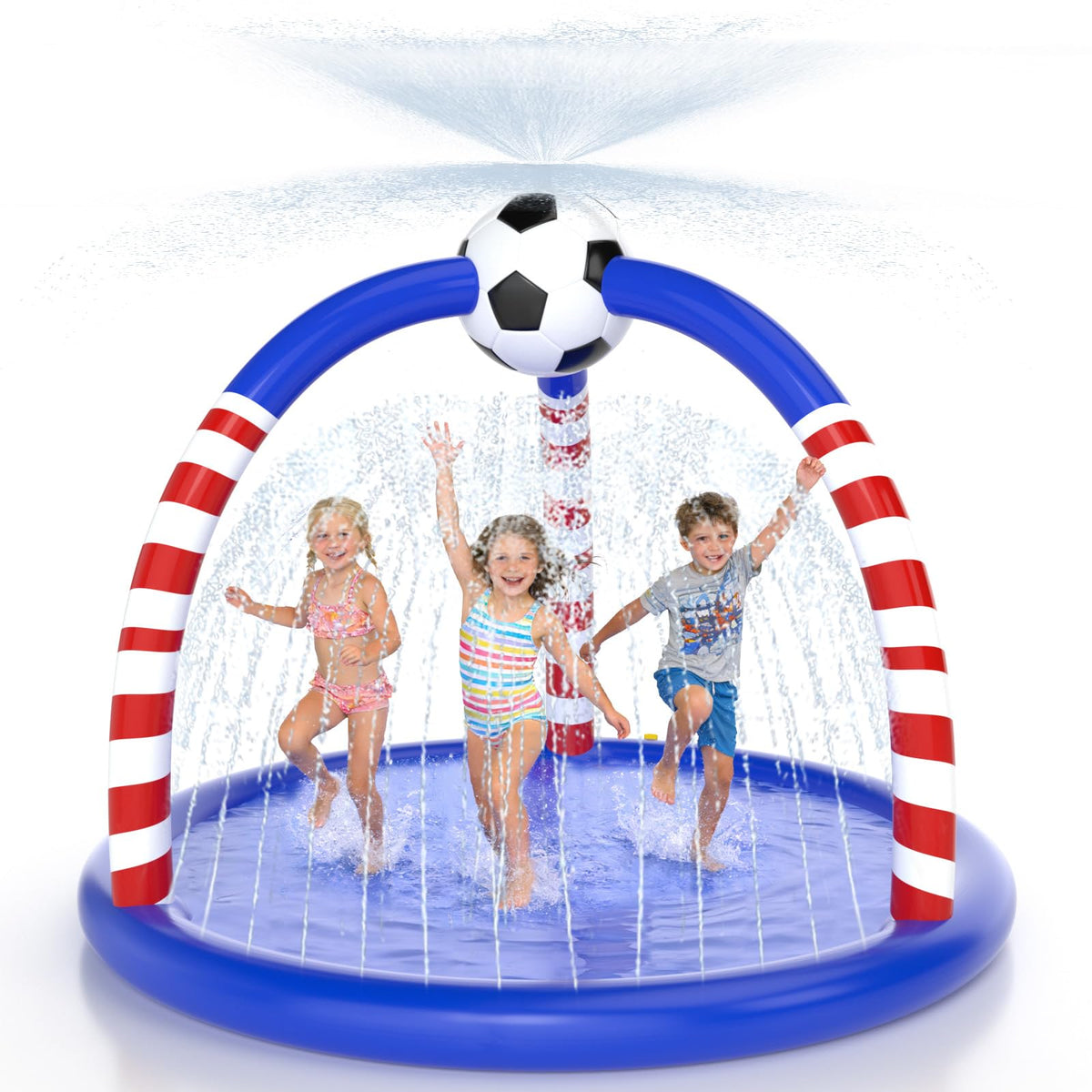 Glowpoint Splash Pad arch sprinkler for cooling fun.
