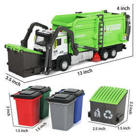 GLW Toddlers Garbage Truck toy, rear bin dumping supports hands-on sorting practice.