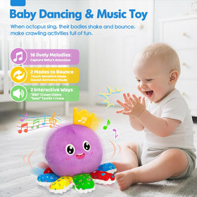 GMAOPHY baby octopus toy in-use crawling mode encourages movement and exploration.