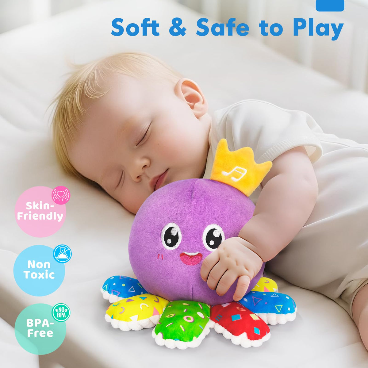 GMAOPHY octopus toy music mode delivers cheerful melodies for sensory development.