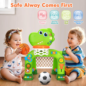 GMAOPHY lights and sounds dino feature vibrant LEDs and tunes to reward scoring.