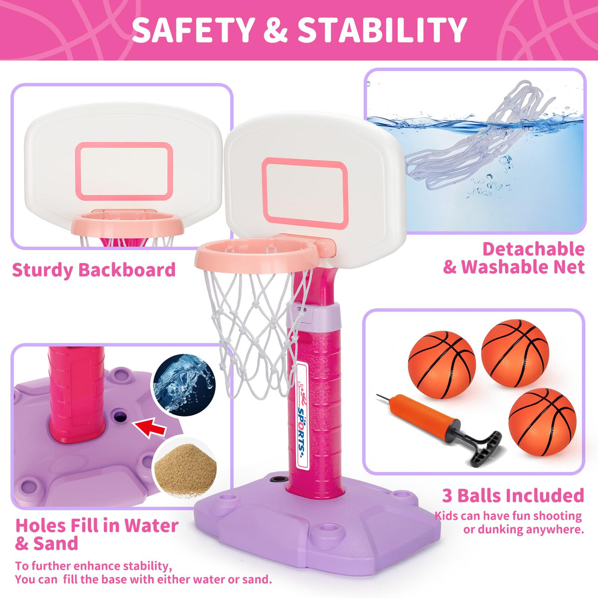 GMAOPHY easy assembly setup makes playground fun quick and portable.