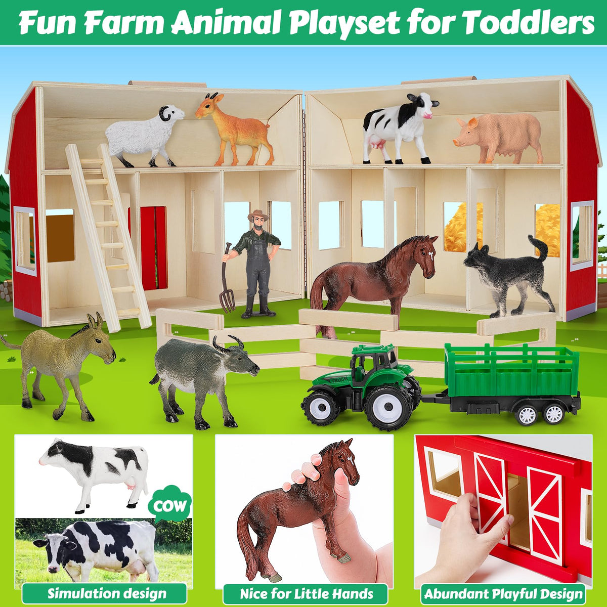 GMAOPHY farm animals detail set—realistic figures for storytelling and learning colors