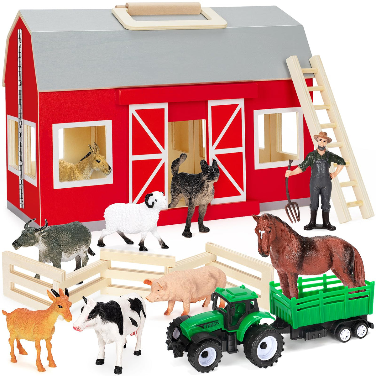 GMAOPHY farm barn wooden structure—durable space for imaginative play
