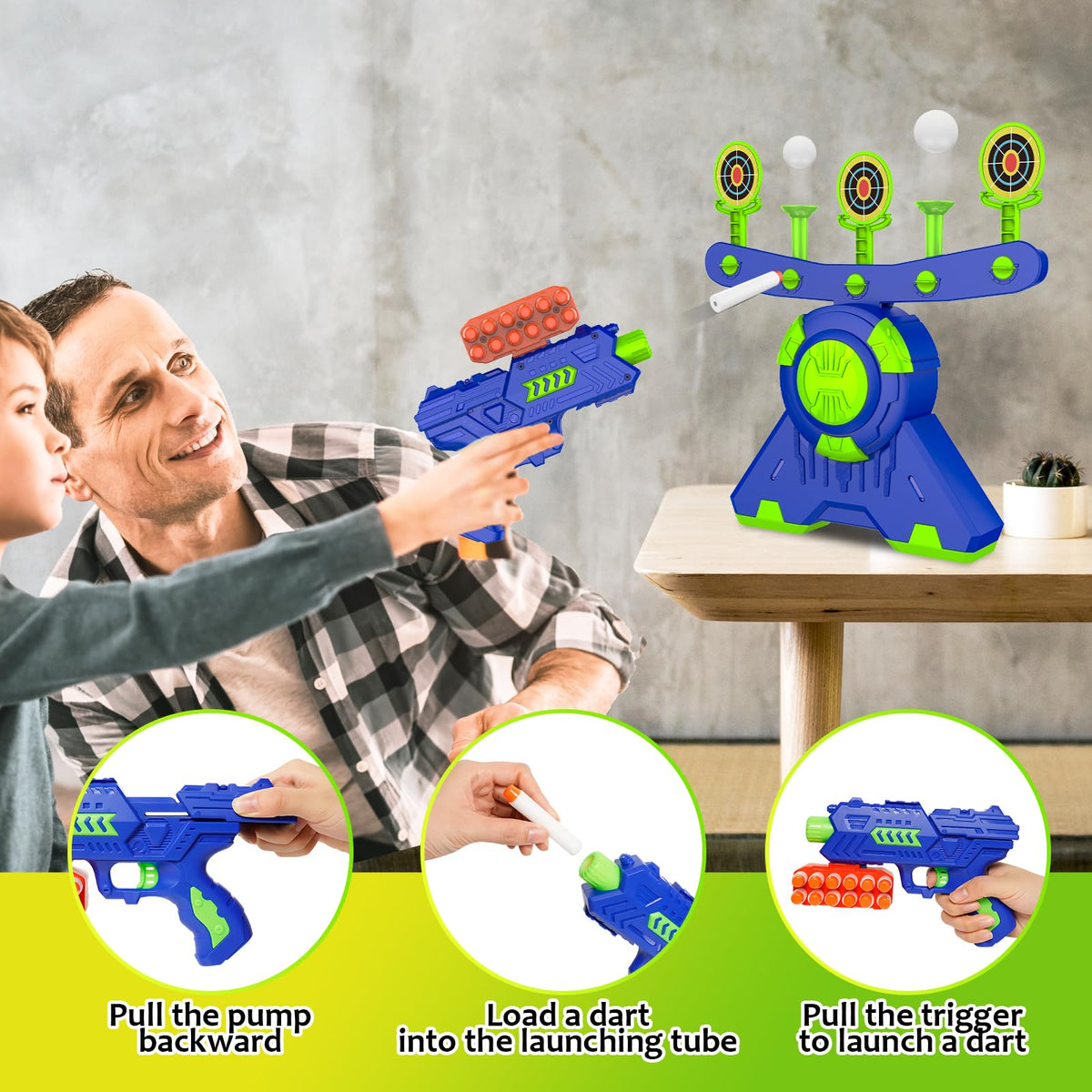 GMAOPHY glow-in-the-dark targets illuminate playtime after light exposure.