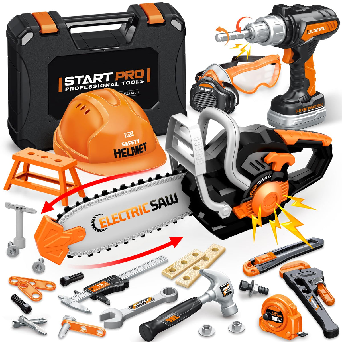 GMAOPHY Kids Tool Set 48pcs in portable toolbox for imaginative building play