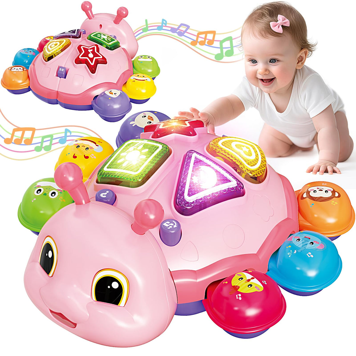 GMAOPHY ladybug musical crawling toy inviting baby to crawl and explore