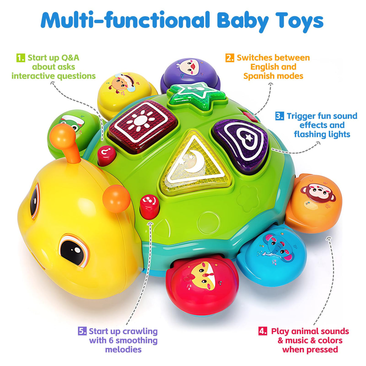 GMAOPHY ladybug lights and sounds engage babies during floor play.
