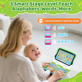 GMAOPHY learning laptop in music mode helps toddlers explore rhythm and sound recognition.