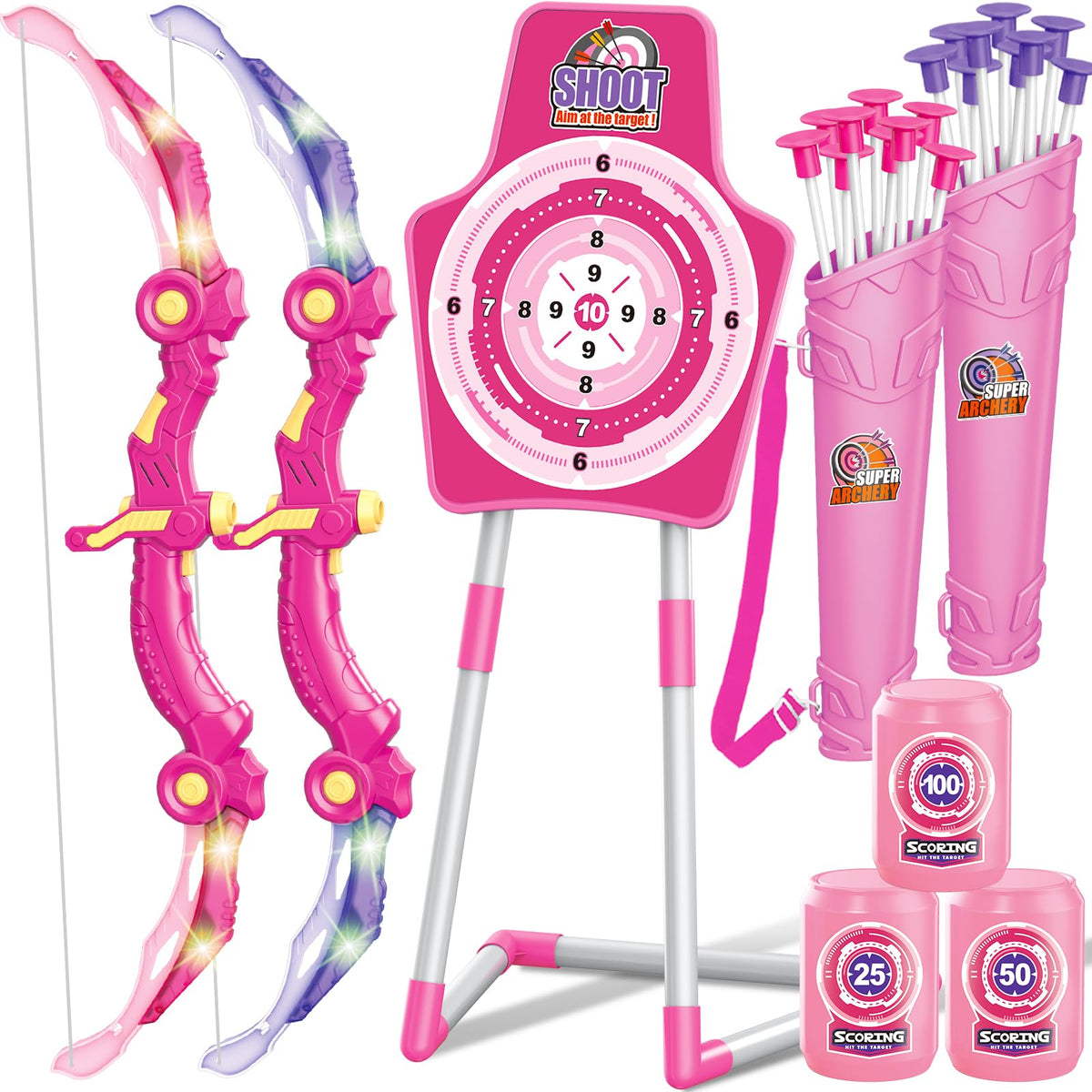 GMAOPHY LED bow and arrow toy pink pack for night practice