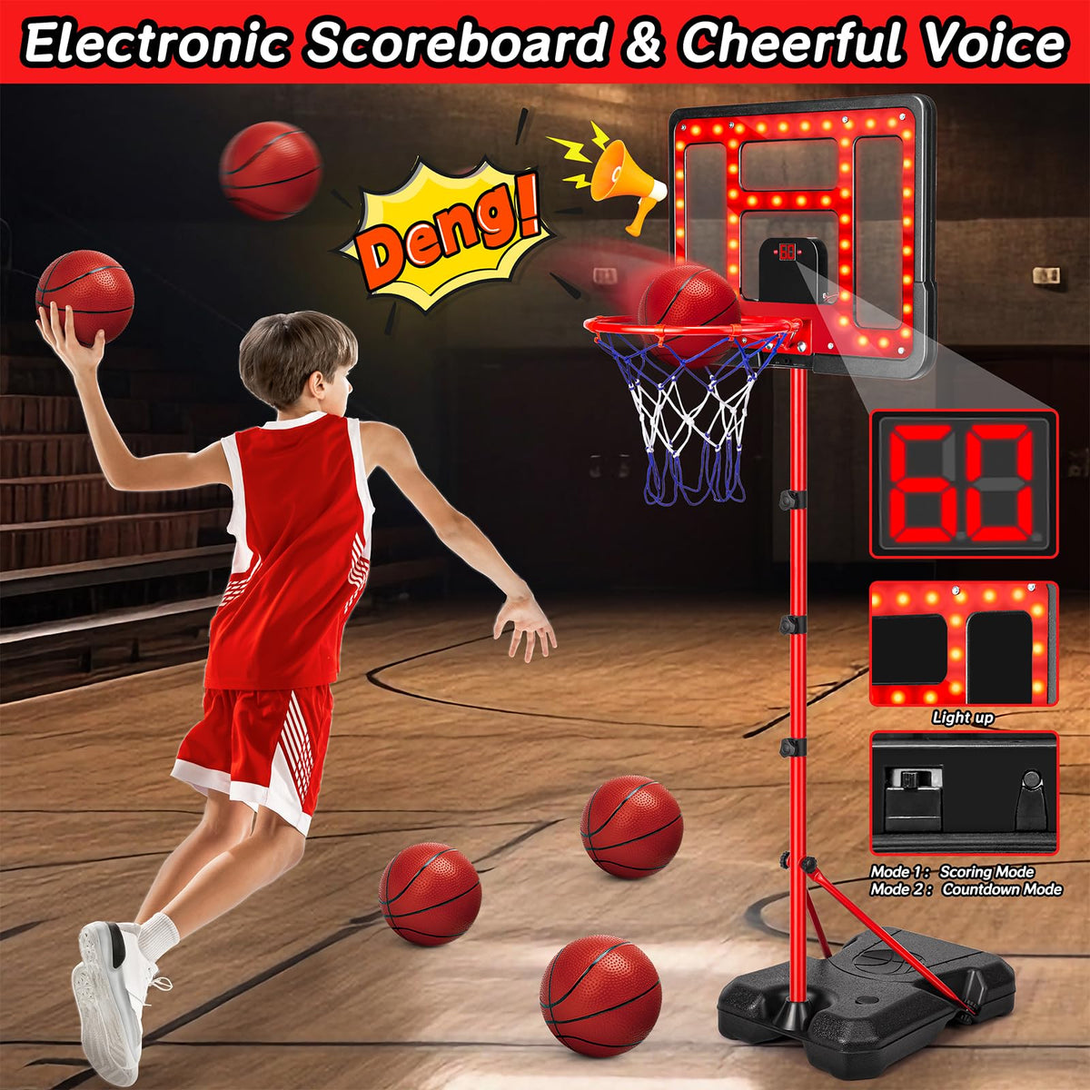 GMAOPHY hoop with LED scoreboard boosts playtime excitement