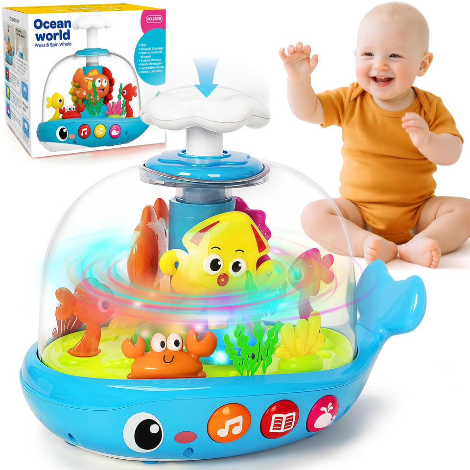 GMAOPHY musical aquarium press-button promotes cause-and-effect learning during safe baby play.