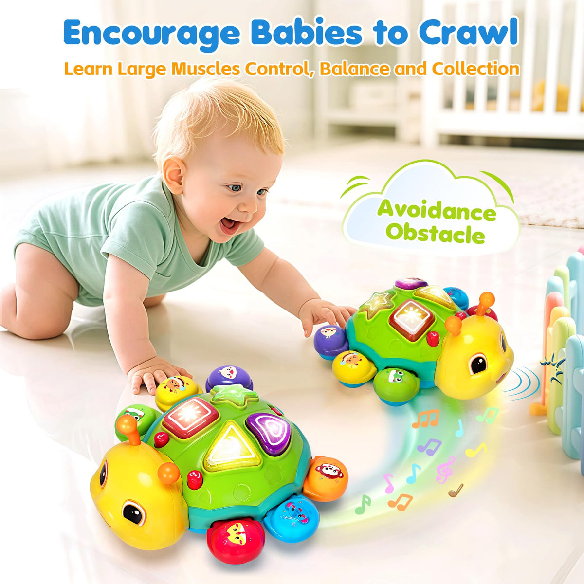 GMAOPHY obstacle-avoidance crawling toy promotes active chasing and exploration.