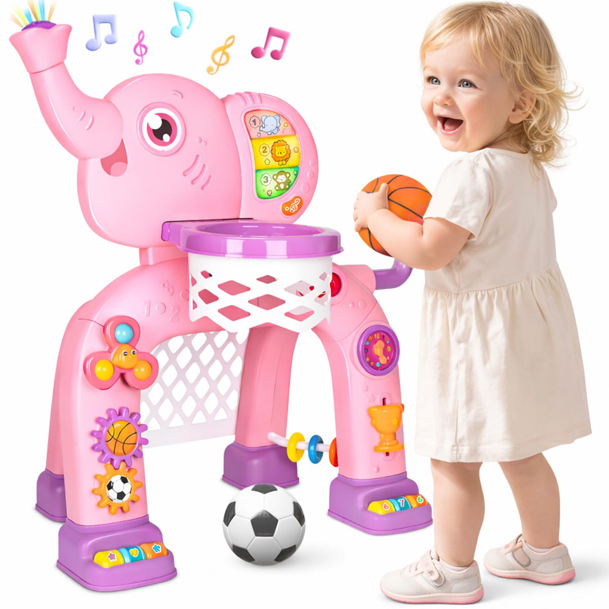 GMAOPHY pink toddler hoop and soccer goal promoting active play and learning.