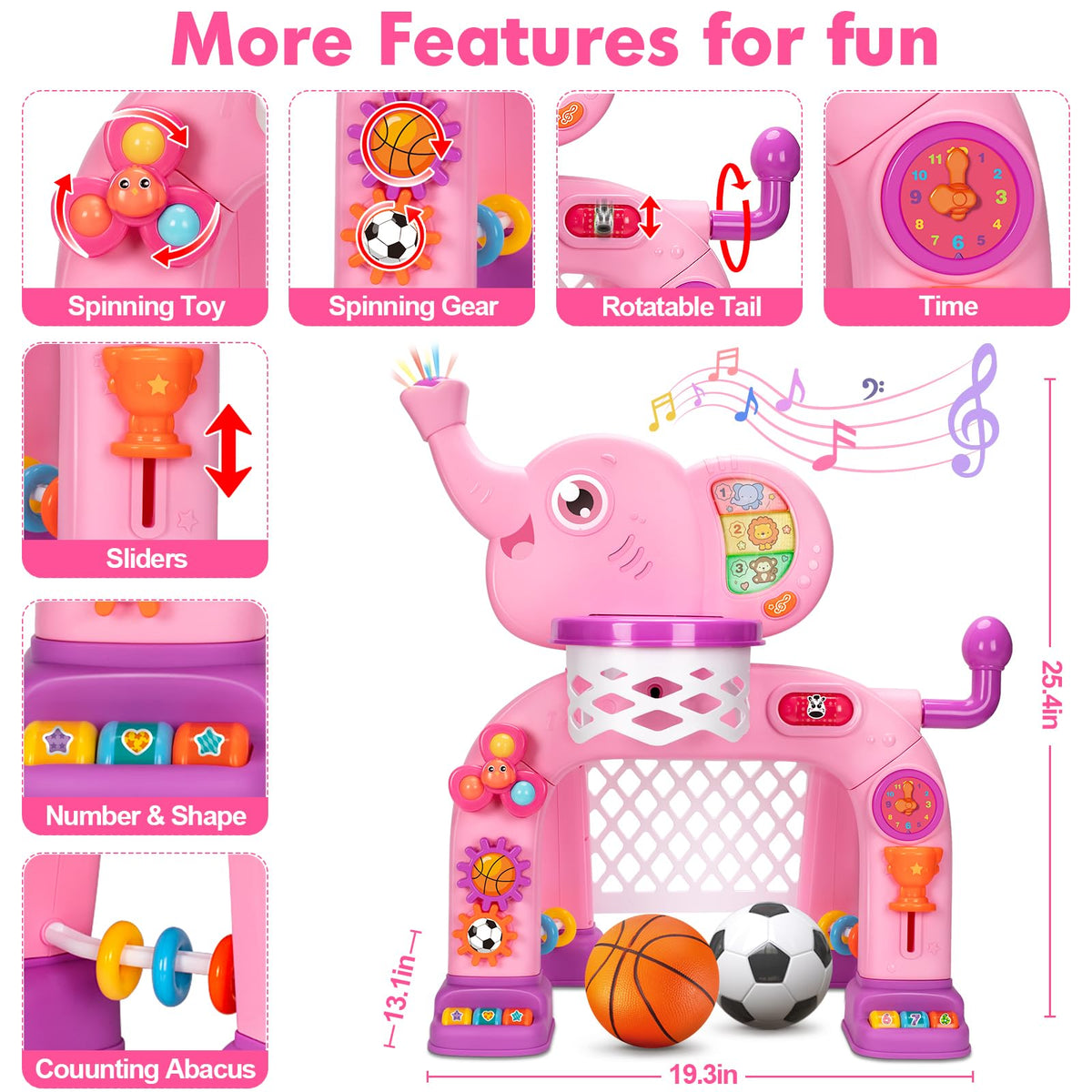 GMAOPHY shapes, gears, and button features support fine motor practice.