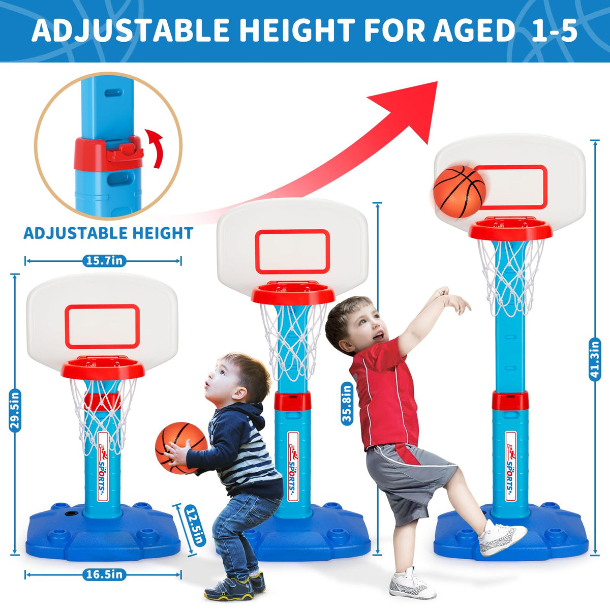 GMAOPHY toddler basketball hoop indoor, adjustable height for growing players