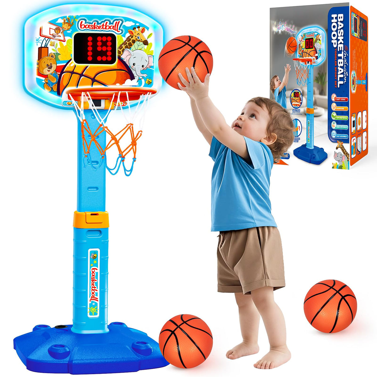 GMAOPHY toddler hoop with adjustable height rod supporting growing skills