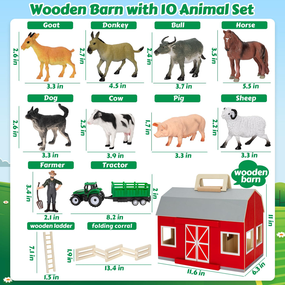 GMAOPHY wooden ladder inside barn—easy access during playtime
