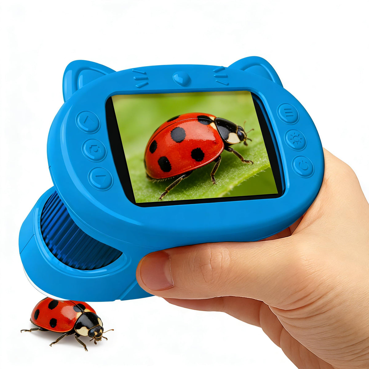 GMYGBY handheld microscope delivers 1000X clarity on the bright 2.4-inch display for curious kids.