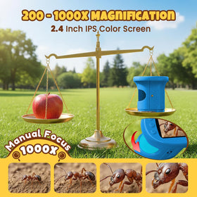 GMYGBY kid-friendly microscope shows a clear view on a compact 2.4-inch screen for learning.