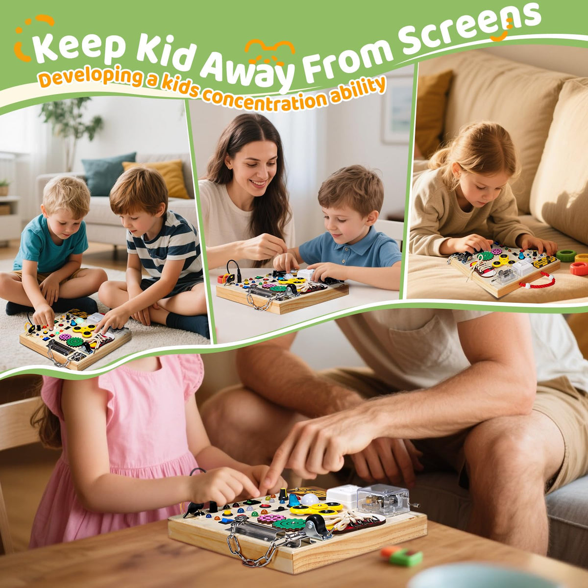 GNAYUIJ Busy Board's locks foster problem-solving and coordination during calm, screen-free moments.