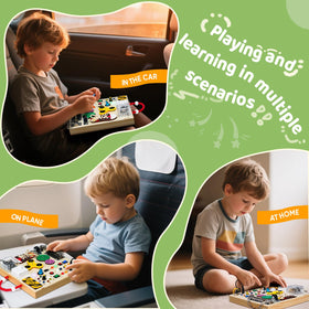 GNAYUIJ Montessori Busy Board is travel-friendly for car or plane trips.