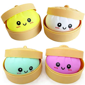GNDA Dumpling Squishies Mystery Box packaging reveals a 4-piece sensory set for stress relief