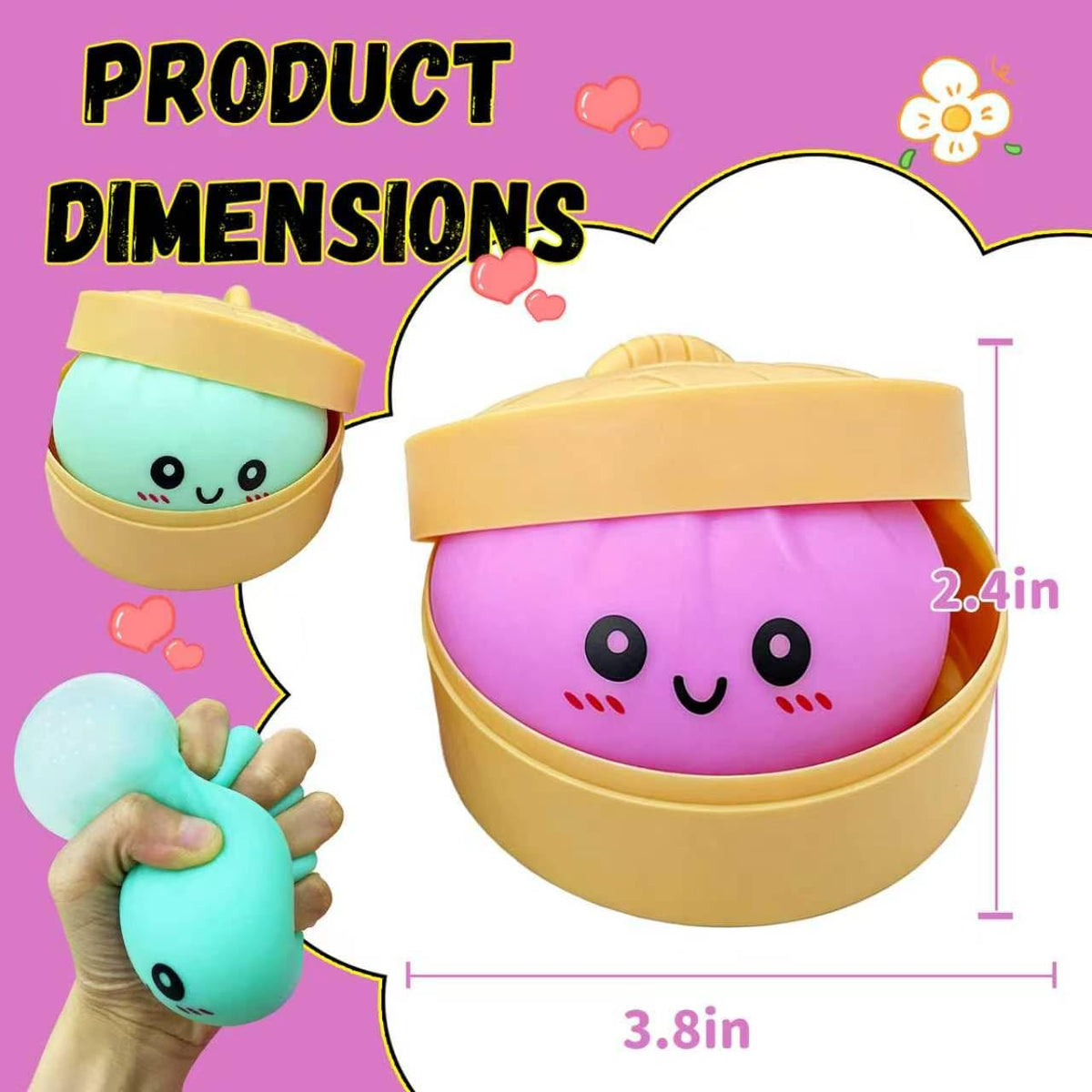 GNDA Dumpling Squishies demonstrate hand squeeze action for focus and calm during study