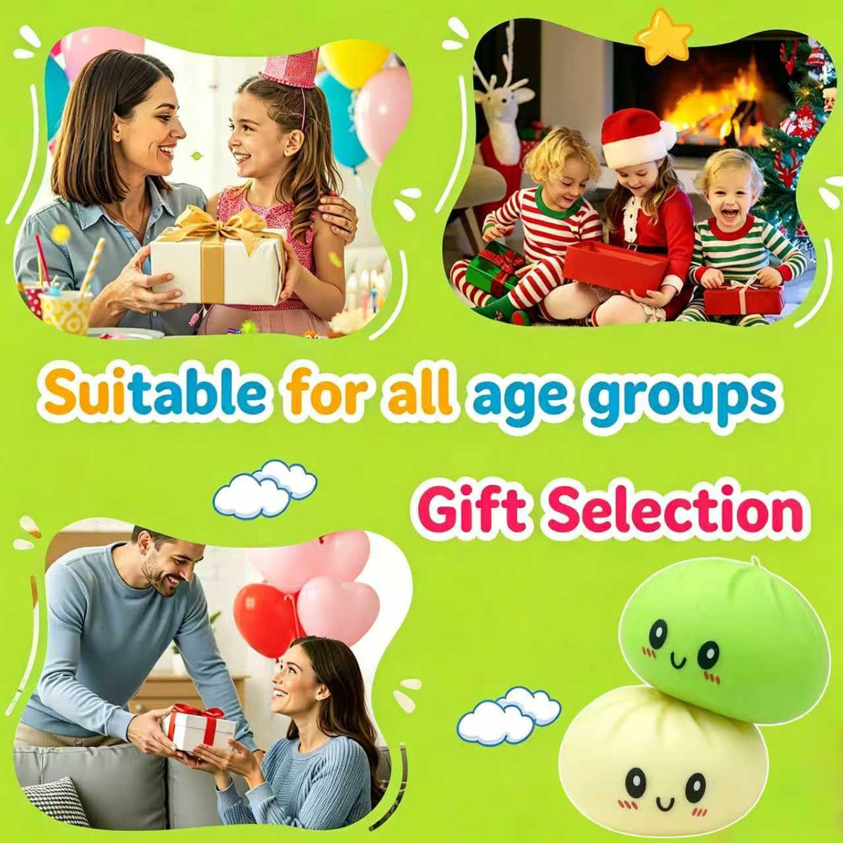 GNDA Dumpling Squishies in hands for study or work relief