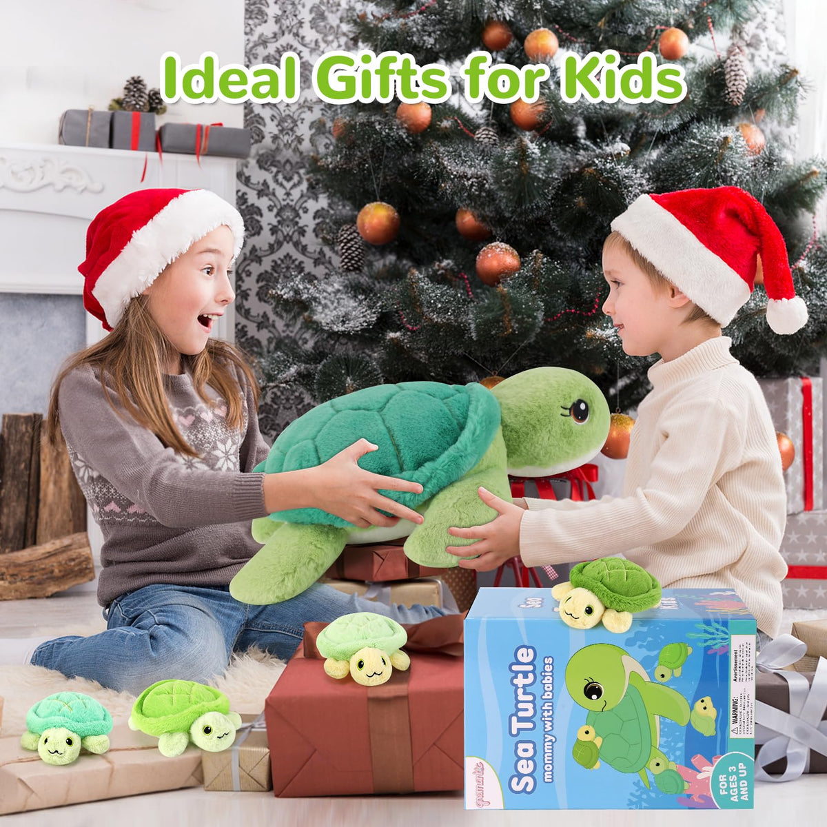 gnomantic 17-inch mommy turtle and 5-inch babies for on-the-go play
