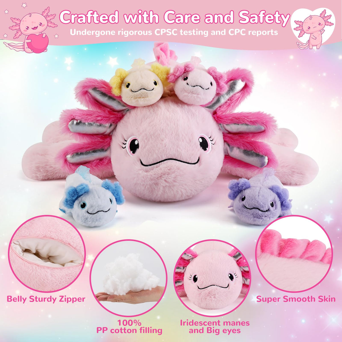Gnomantic axolotl purple baby plush sparks storytelling adventures