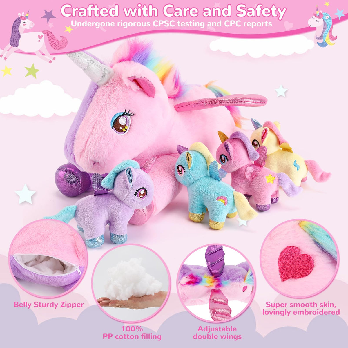 Gnomantic baby unicorn blue plush perfect for bedtime snuggles and adventures.