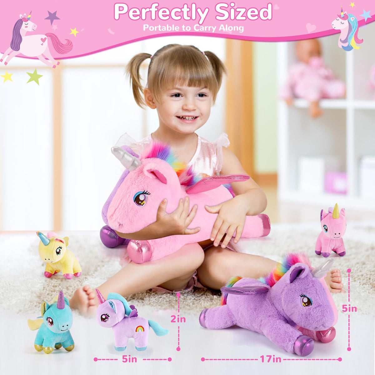 Gnomantic baby unicorn pink plush ideal for tiny hands and comforting play.