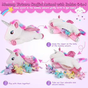 Gnomantic blue baby unicorn plush with wings, perfect for on-the-go adventures.