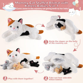 Gnomantic cat family opens to reveal four baby kittens for storytelling