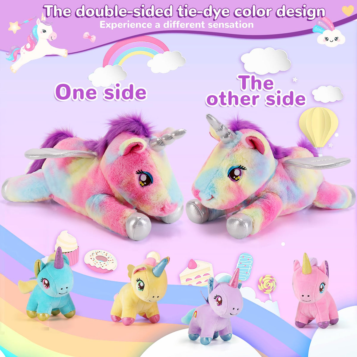 Gnomantic compact mommy unicorn plush, 17 inches tall for home and travel.