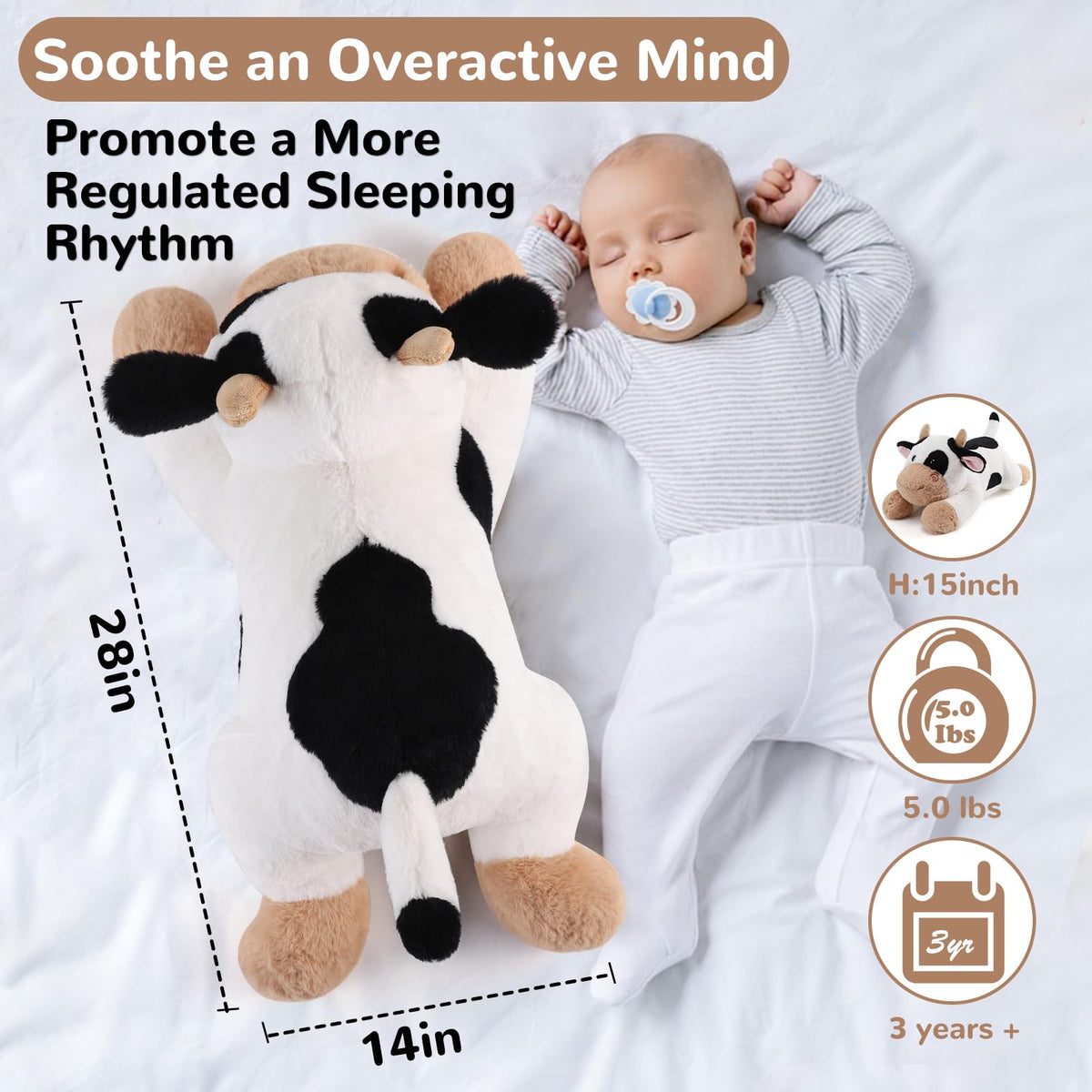 Gnomantic Cow large plush for sleep-ready comfort and decor.