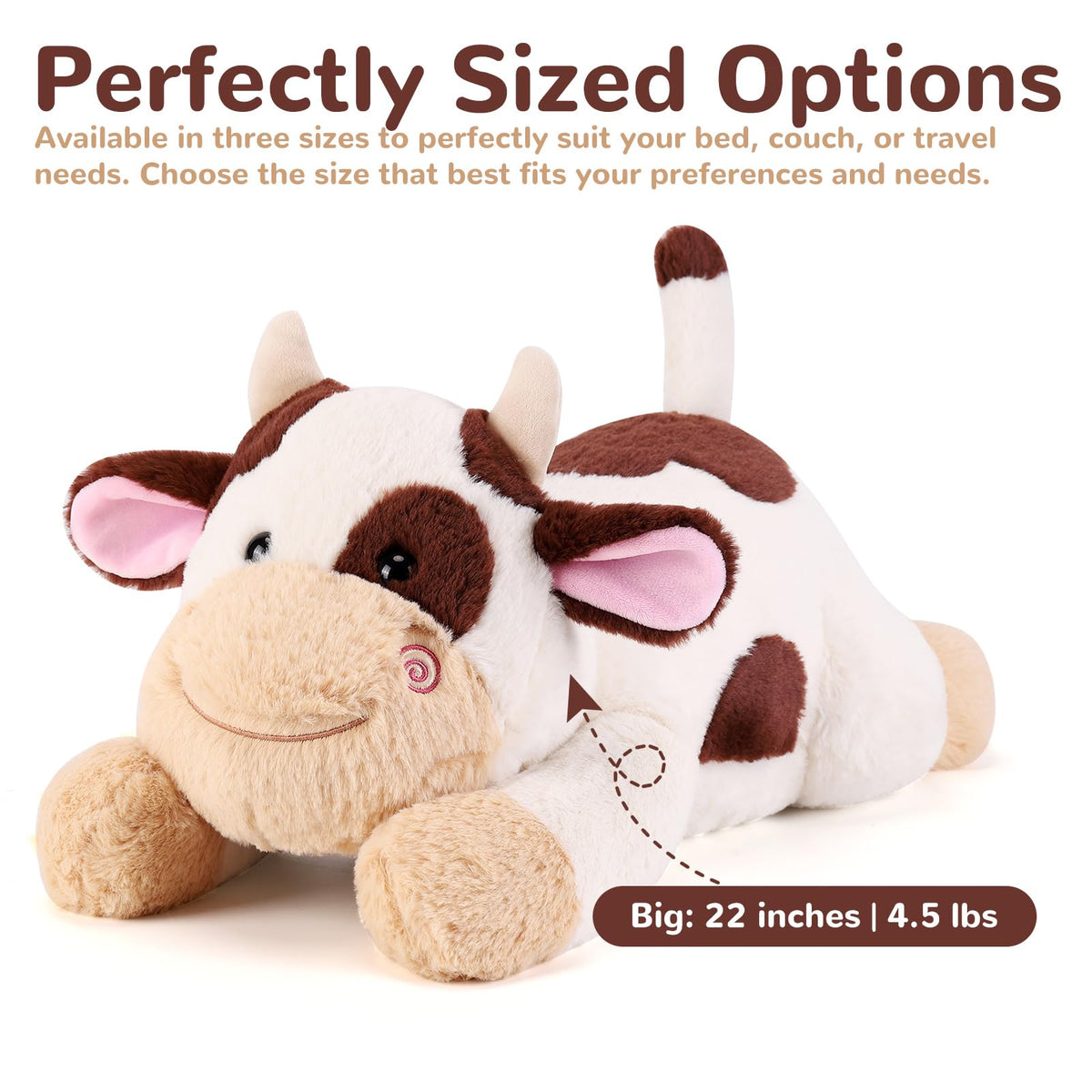 gnomantic cow weighted plush fur soft; inviting texture for relaxed moments.