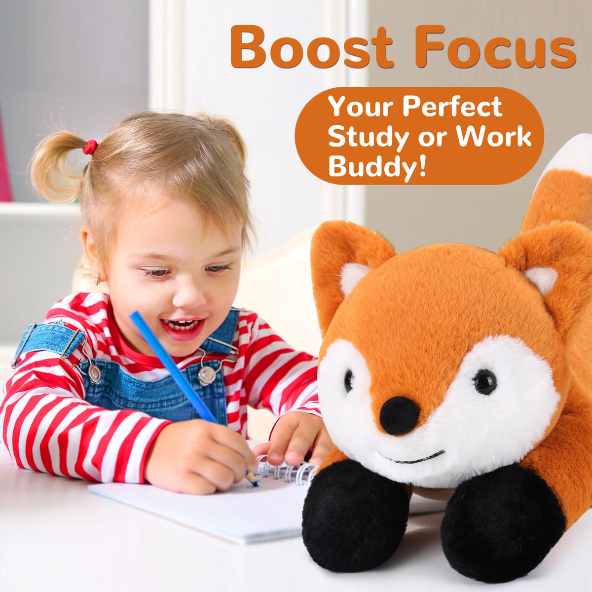 Gnomantic fox plush for nap-time comfort and security.